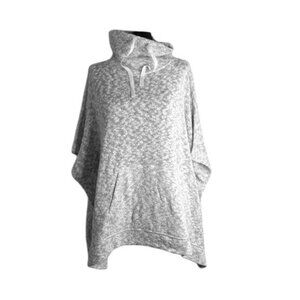 Lou & Grey Size XXS Marled Sweater Knit Poncho Cotton Blend Gray White Marled